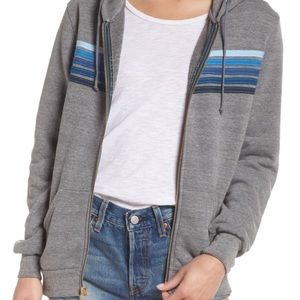 Aviator Nation Gray Hoodie with Blue Stripes